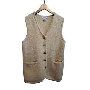 Vintage 80s Talbots Petites Vest‎ Chunky Yellow Wool Heavyweight Cottagecore 10